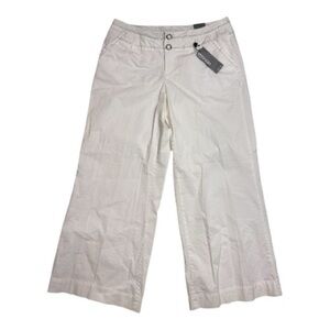 Venezia Wide-Leg Chino Pants Women’s 14 White with Black Stitching Accents NWT